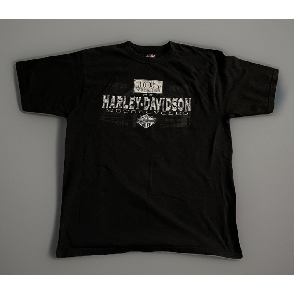 Harley Davidson Short Sleeve T-shirt Anniversary Daytona USA Logo Black XXL JBHS